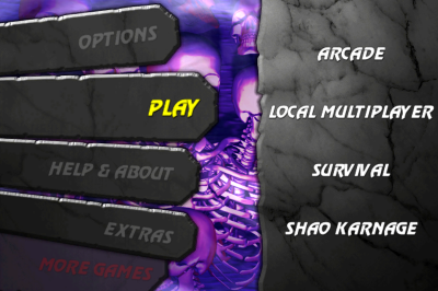 Ultimate Mortal Kombat 3 for iPhone mode select